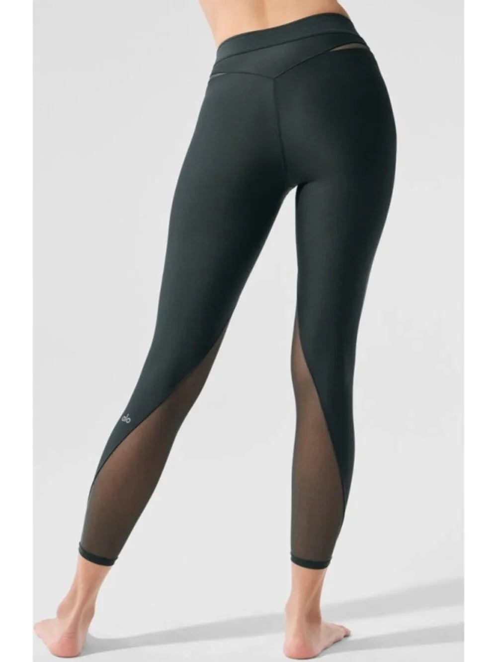 Alo Airlift High-Waist Rebel Legging Charcoal Green Mesh Cut-Outs Cutout Hi-Rise